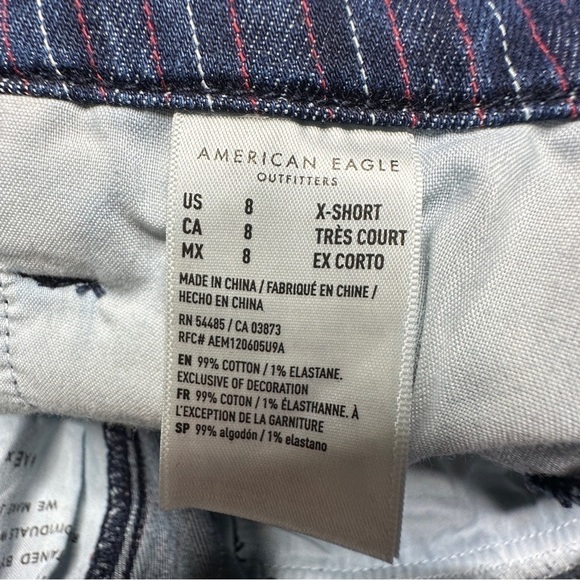 AE cropped pin stripe denim pants mom jean 8 short - Picture 5 of 9